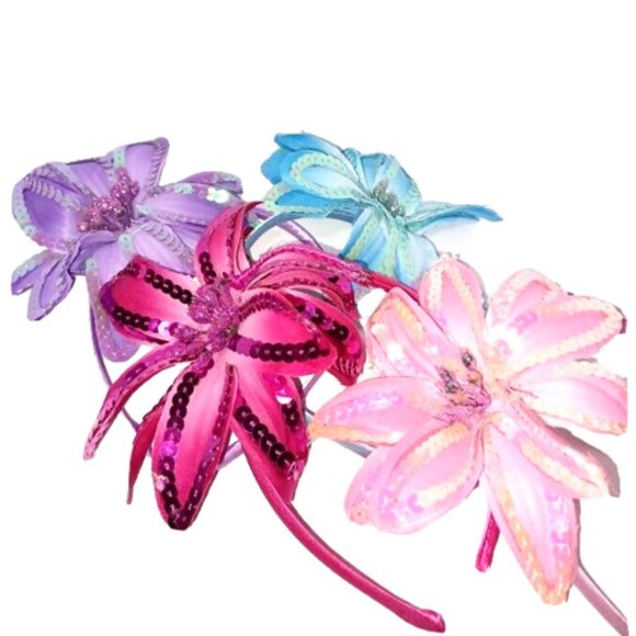 NWT 4 Pack Daisy Flower Sequins Horseshoe Headbands Pastel Colors  Set - Picture 7 of 7